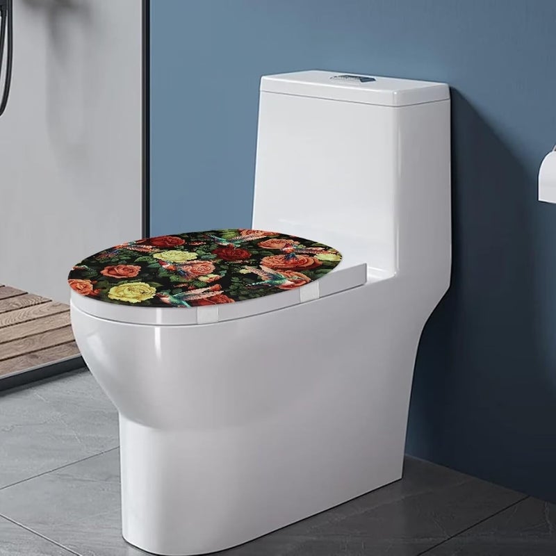 Flashideas Rose Hummingbird Toilet Lid Cover Soft Plush Seat Covers Tank Lip Covers Easy to Clean Fits Most Toilet Tanks & Lids Bathroom Decoration Accessories - Image 4